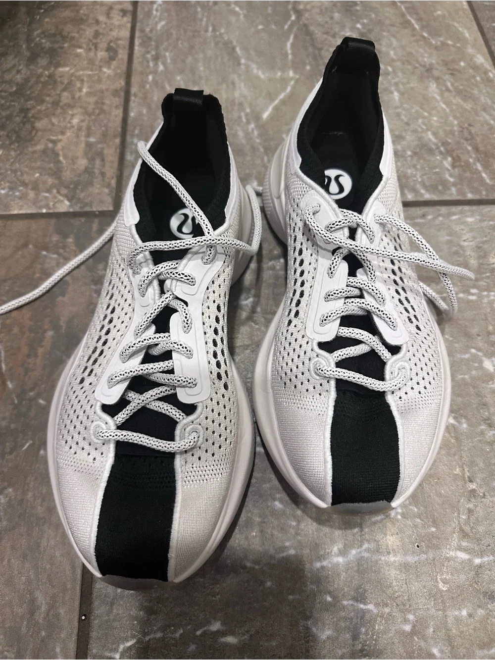 Lululemon chargefeel White and Black Women's Athletic Lace-Up Sneakers